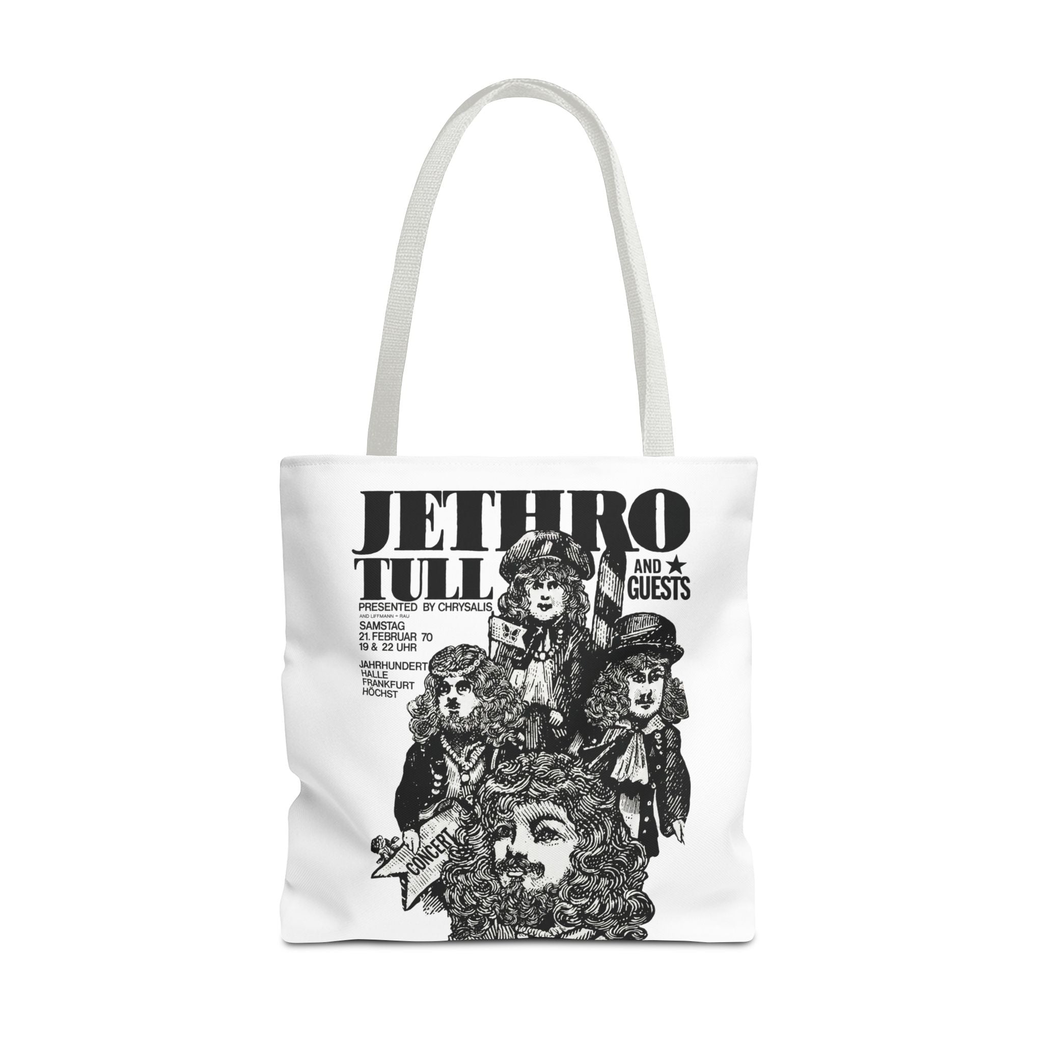 Jethro Tull - Vintage Graphic Tote Bag (White) - {{variant_option}} - Bags - canadaclothes.ca
