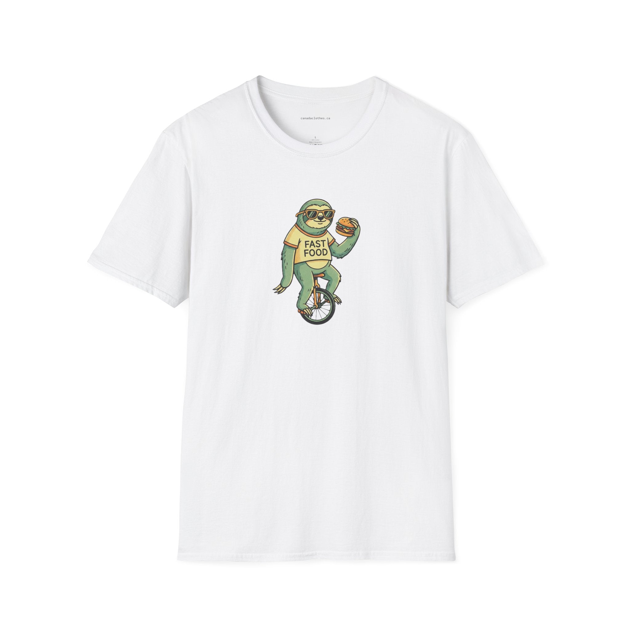 Sloth Riding Unicycle - Funny Graphic T-Shirt - {{variant_option}} - T-Shirt - canadaclothes.ca