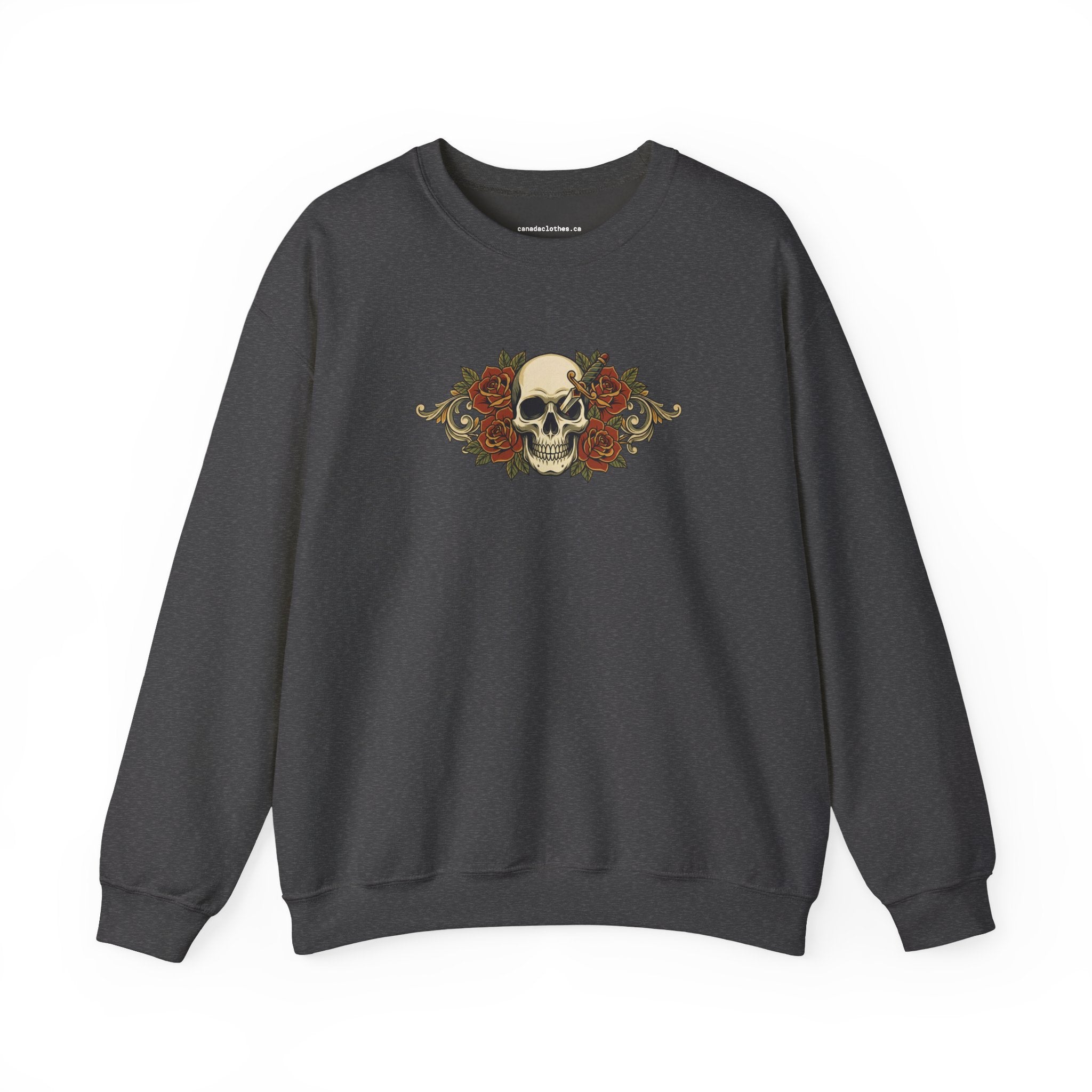 Skull and Roses - Vintage Graphic Sweatshirt - {{variant_option}} - Sweatshirt - canadaclothes.ca