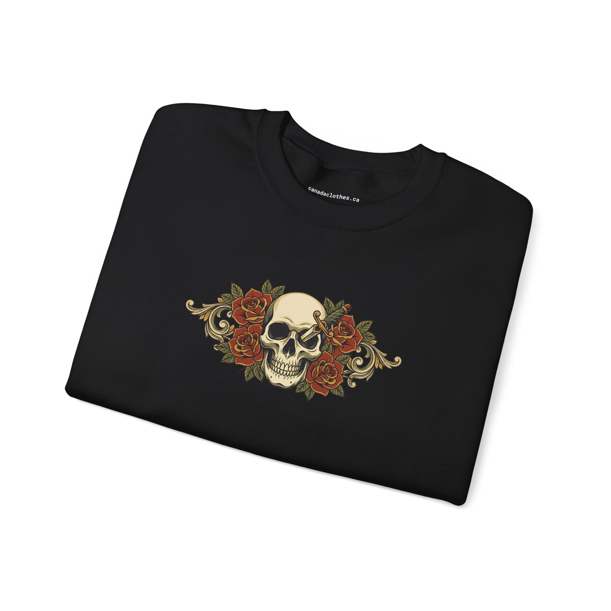 Skull and Roses - Vintage Graphic Sweatshirt - {{variant_option}} - Sweatshirt - canadaclothes.ca