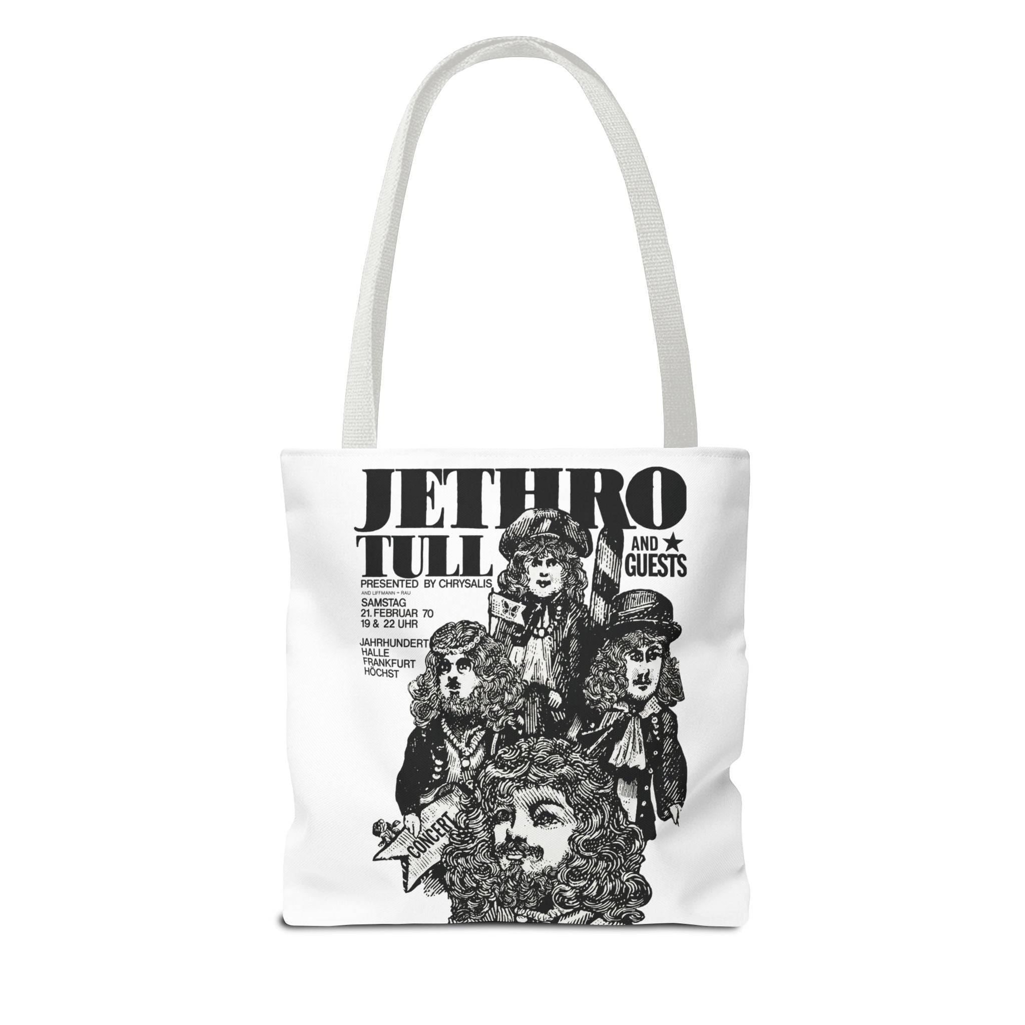 Jethro Tull - Vintage Graphic Tote Bag (White) - {{variant_option}} - Bags - canadaclothes.ca