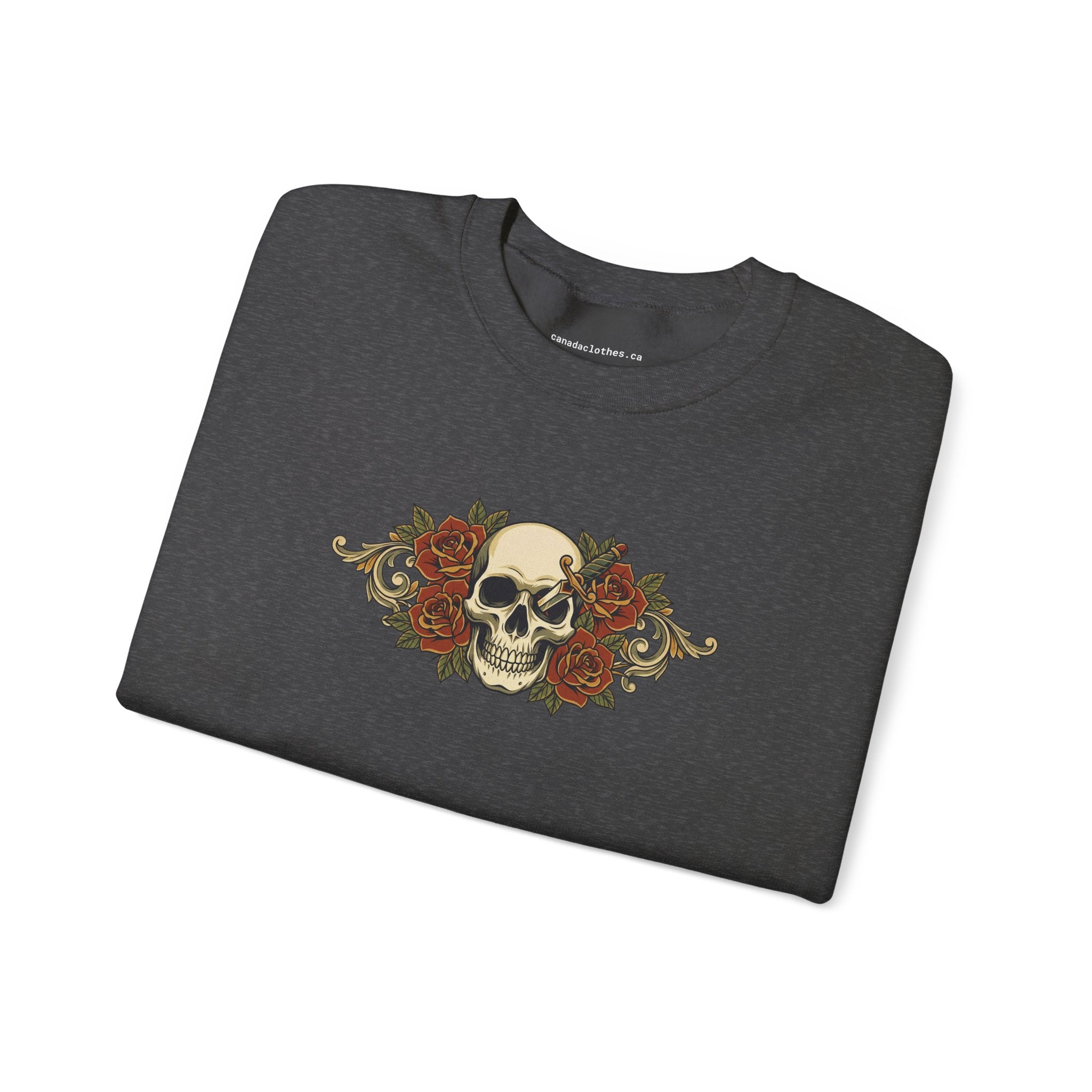 Skull and Roses - Vintage Graphic Sweatshirt - {{variant_option}} - Sweatshirt - canadaclothes.ca