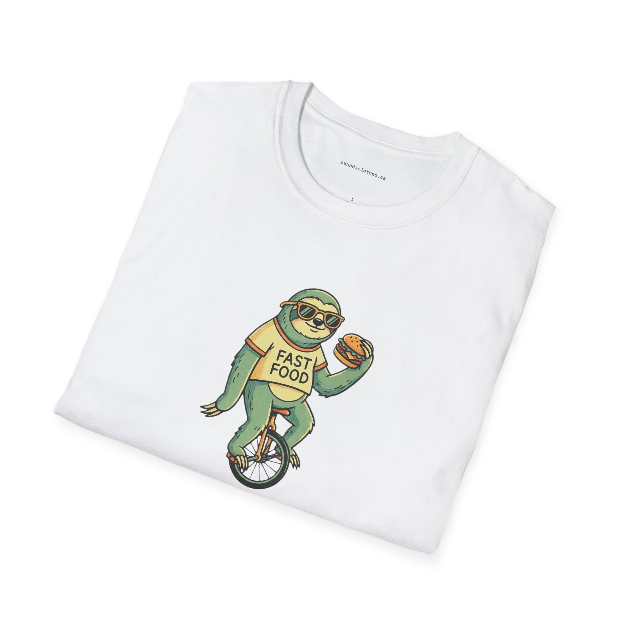 Sloth Riding Unicycle - Funny Graphic T-Shirt - {{variant_option}} - T-Shirt - canadaclothes.ca