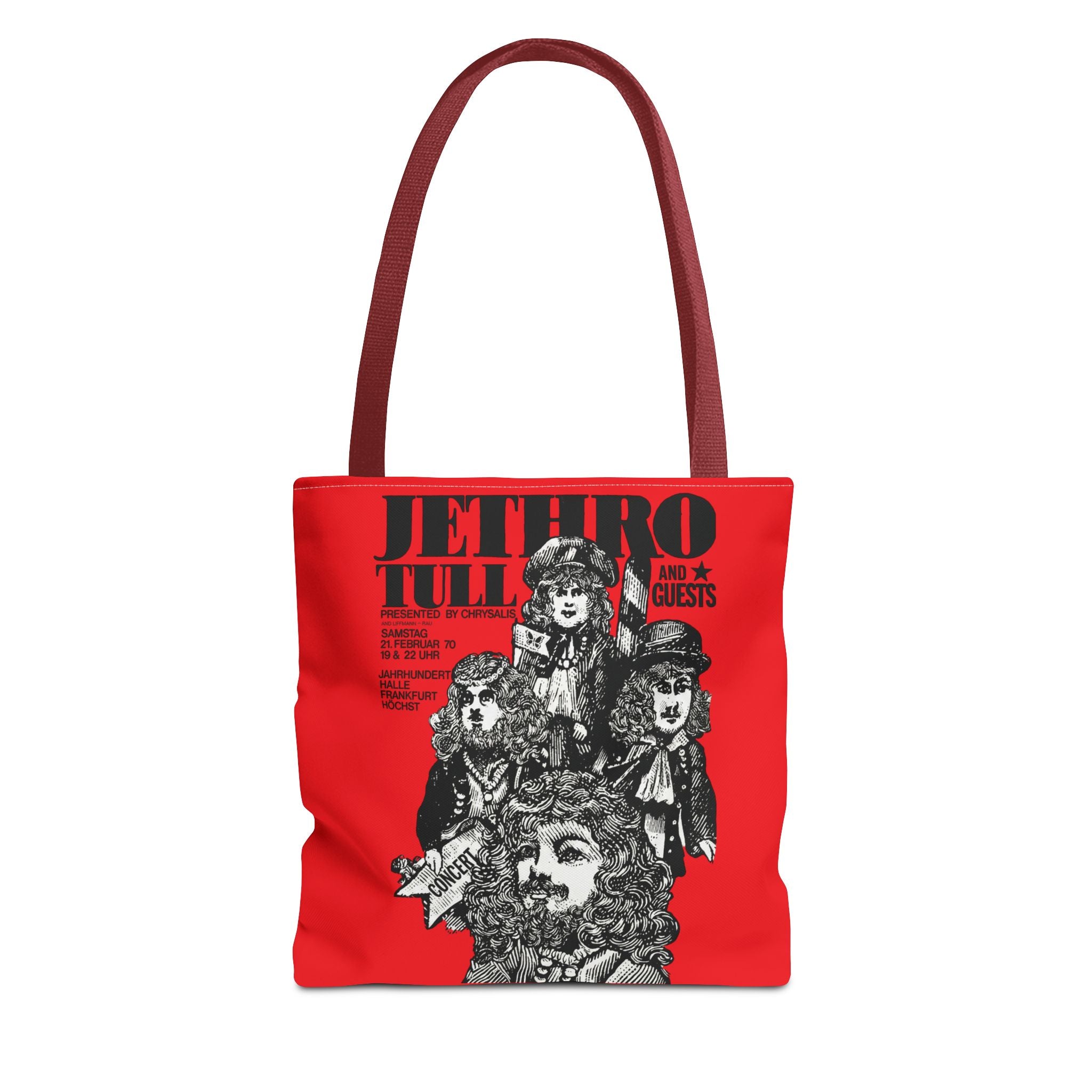 Jethro Tull - Vintage Graphic Tote Bag (Red) - {{variant_option}} - Bags - canadaclothes.ca