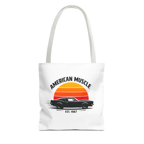 American Muscle Car - Vintage Graphic Tote Bag (White) - {{variant_option}} - Bags - canadaclothes.ca