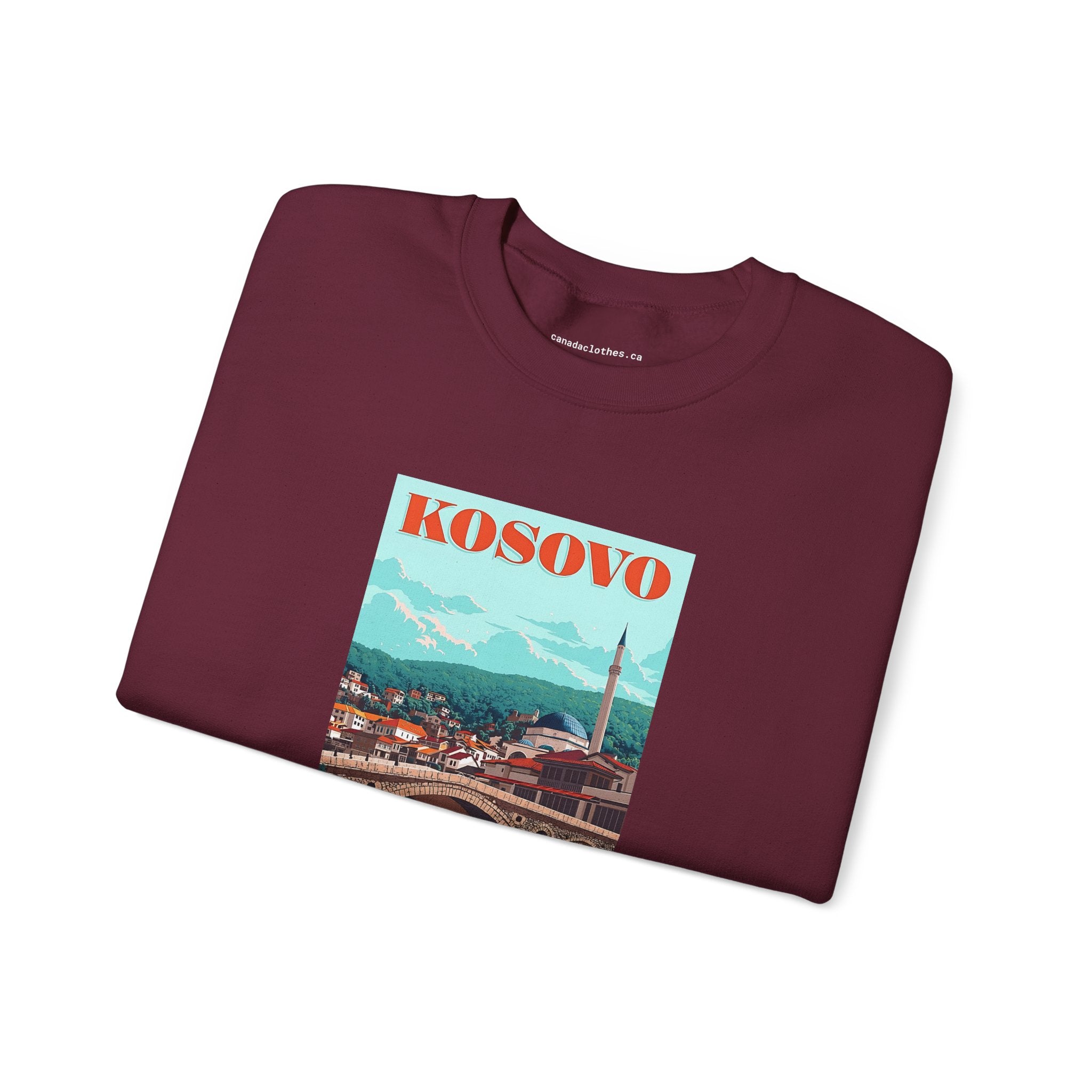 Kosovo Travel Poster - Vintage Graphic Sweater - {{variant_option}} - Sweatshirt - canadaclothes.ca