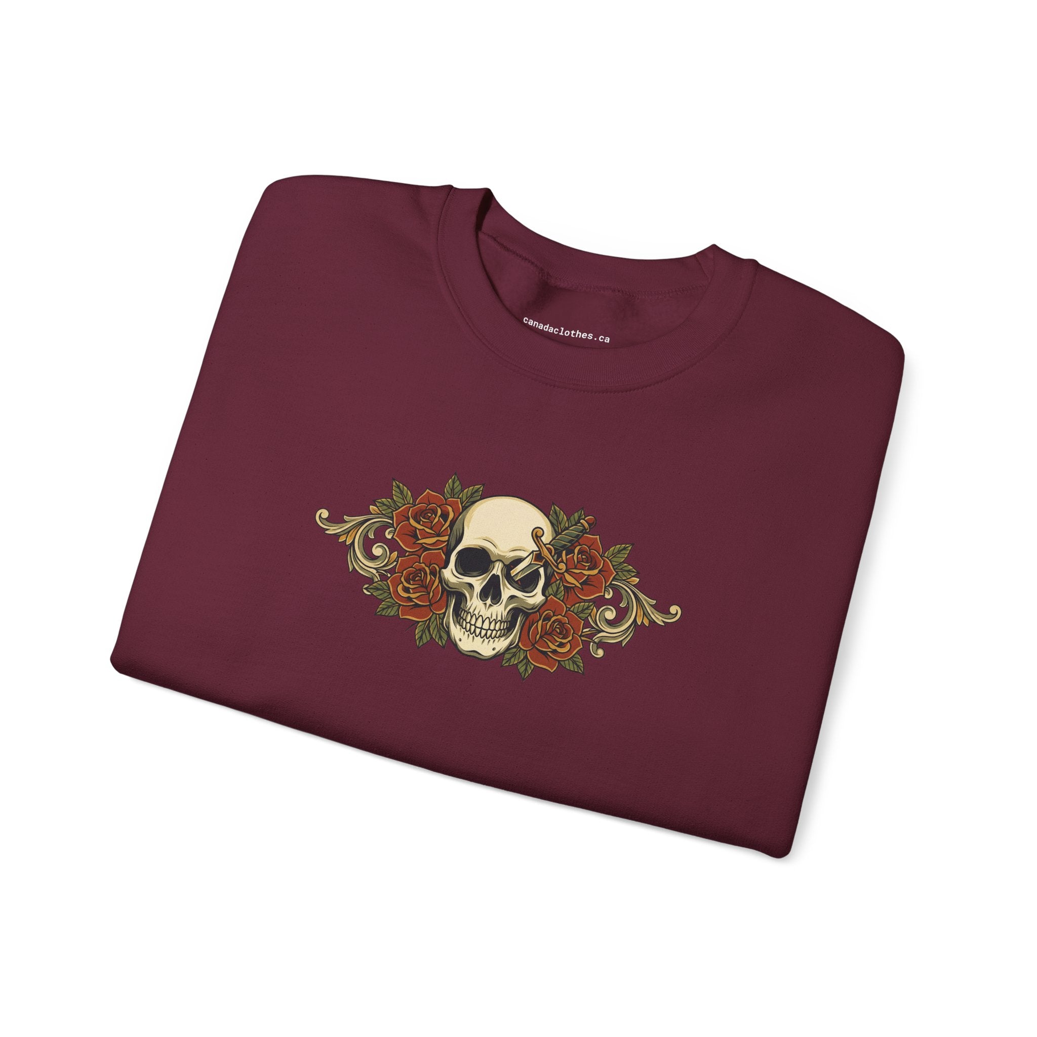 Skull and Roses - Vintage Graphic Sweatshirt - {{variant_option}} - Sweatshirt - canadaclothes.ca