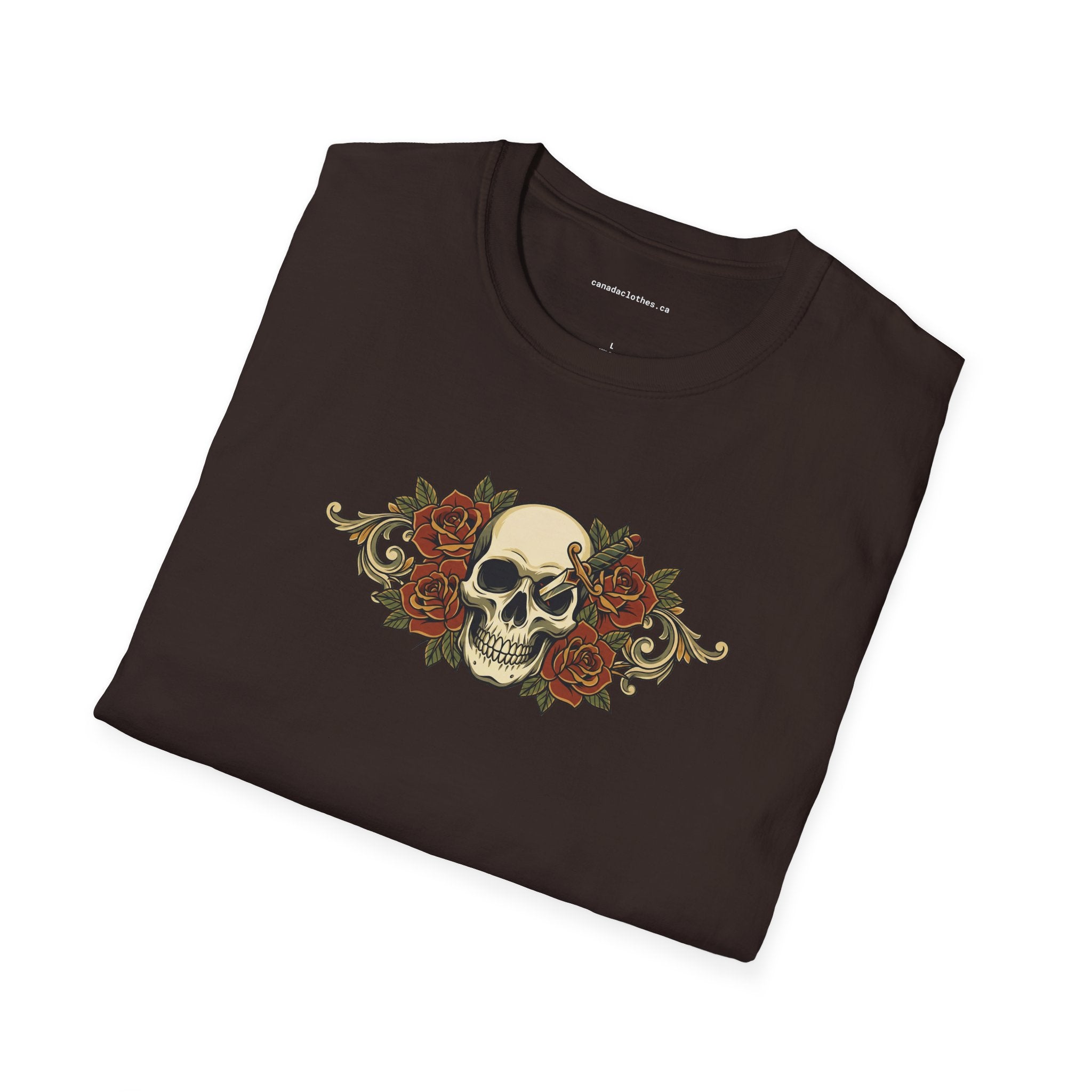 Skull and Roses - Vintage Graphic T-Shirt - {{variant_option}} - T-Shirt - canadaclothes.ca