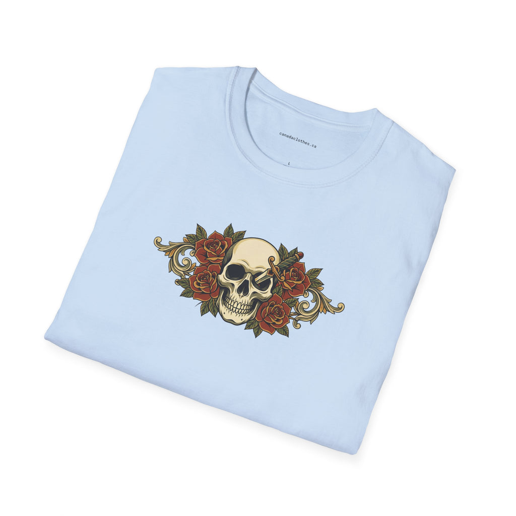 Skull and Roses - Vintage Graphic T-Shirt - {{variant_option}} - T-Shirt - canadaclothes.ca