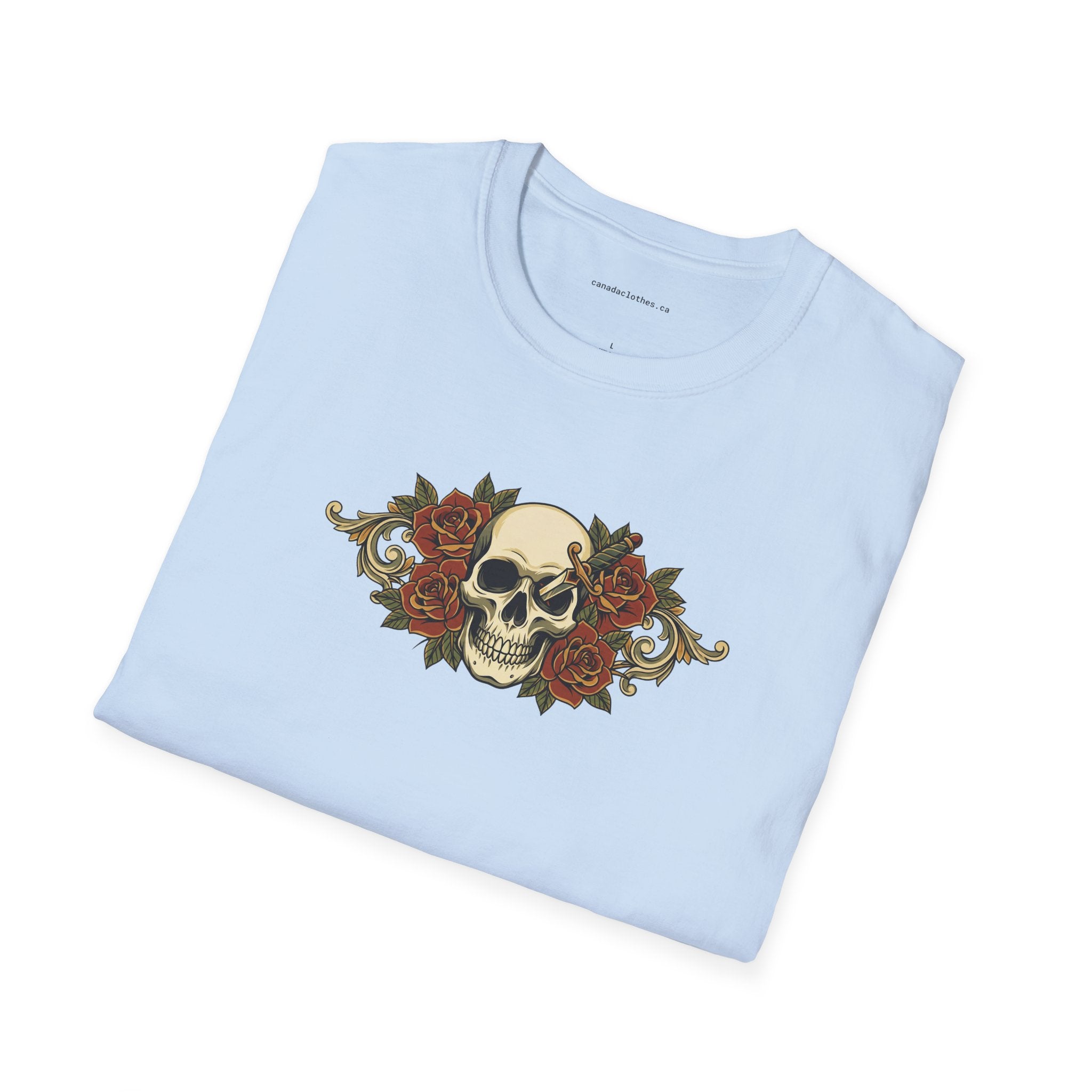 Skull and Roses - Vintage Graphic T-Shirt - {{variant_option}} - T-Shirt - canadaclothes.ca