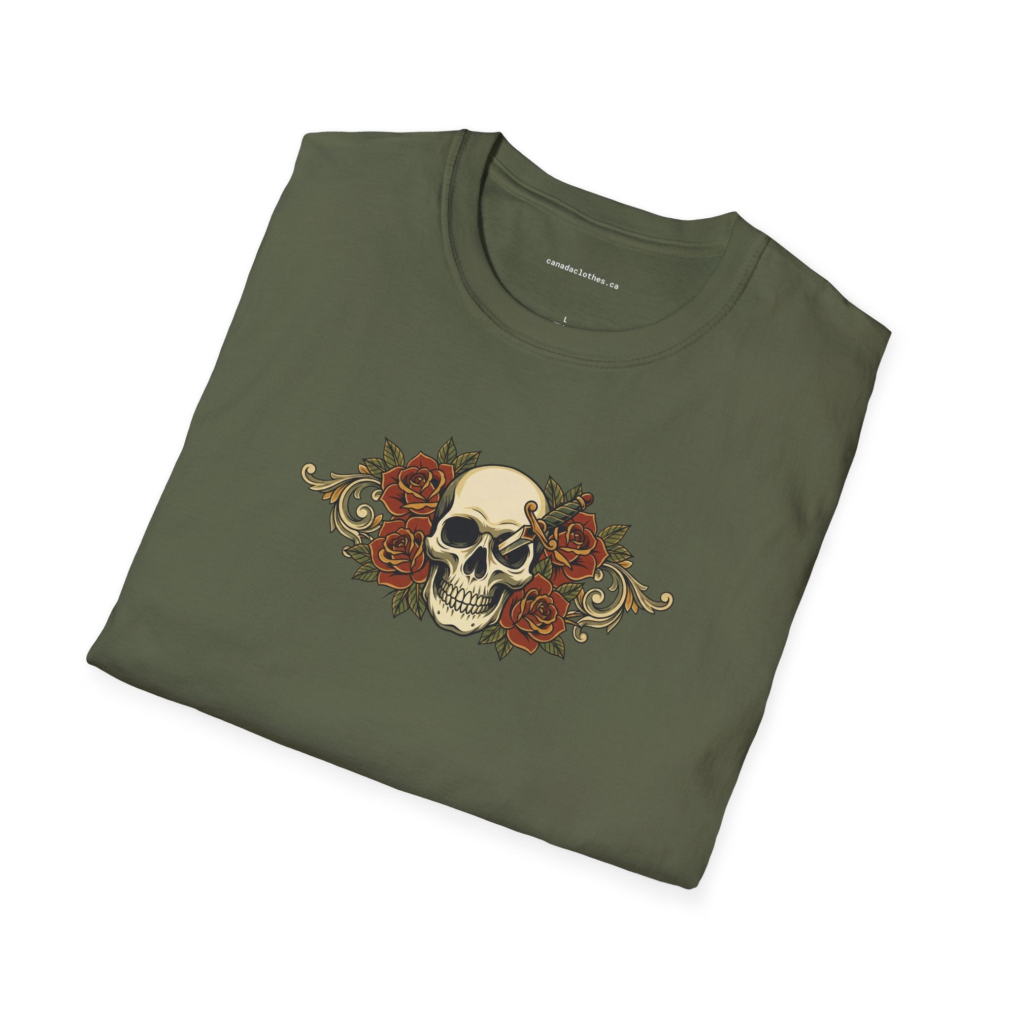 Skull and Roses - Vintage Graphic T-Shirt - {{variant_option}} - T-Shirt - canadaclothes.ca