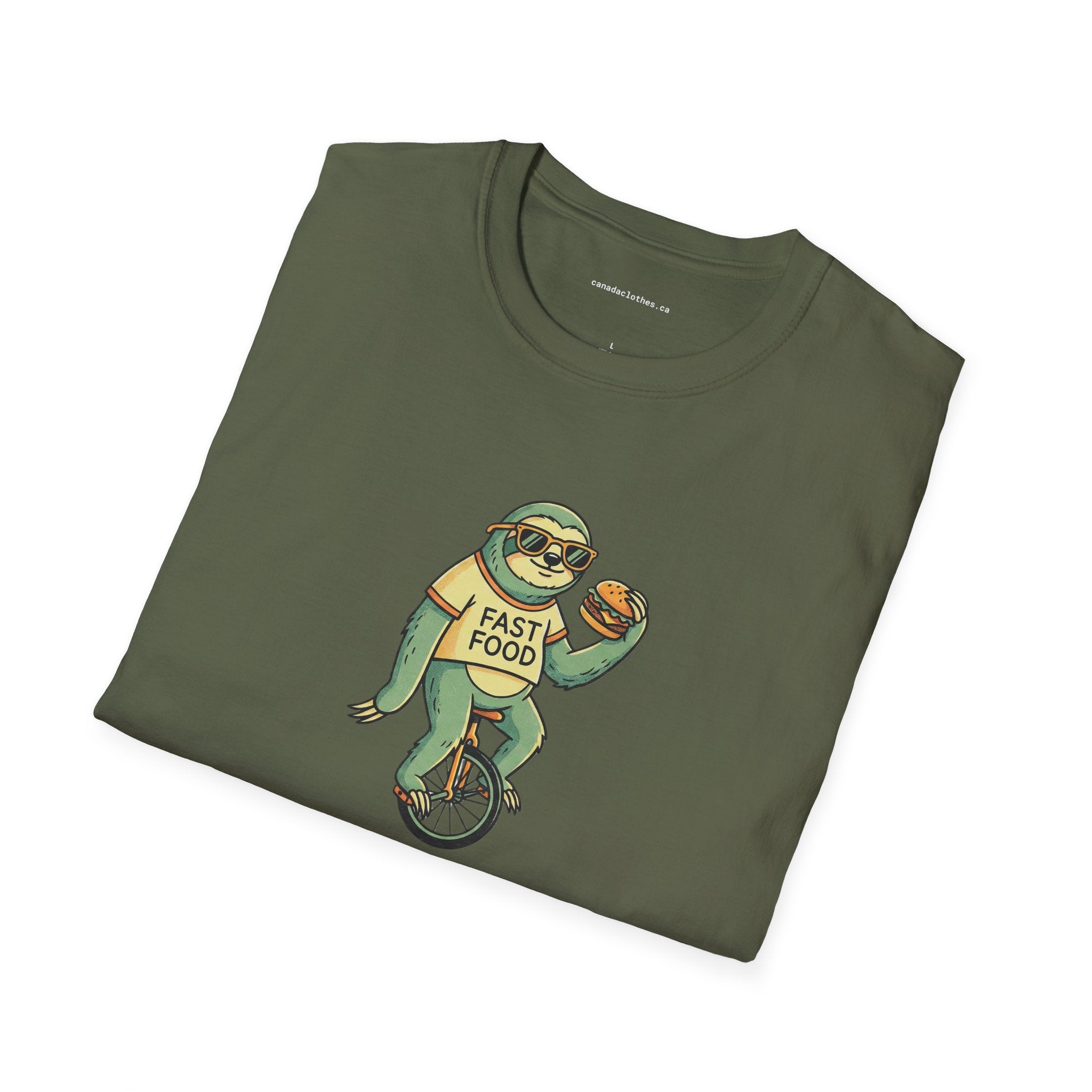 Sloth Riding Unicycle - Funny Graphic T-Shirt - {{variant_option}} - T-Shirt - canadaclothes.ca
