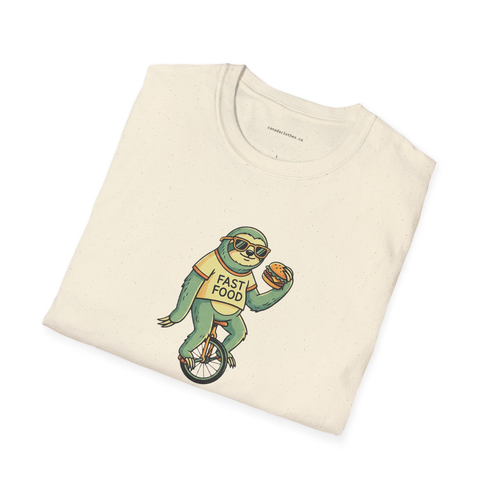 Sloth Riding Unicycle - Funny Graphic T-Shirt - {{variant_option}} - T-Shirt - canadaclothes.ca